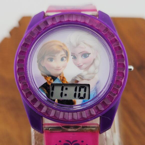 Disney Kids Frozen Disney Watch Purple Pink Ana Elsa Princess Snowflake Band - Picture 2 of 6